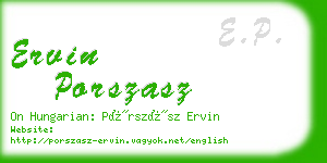 ervin porszasz business card